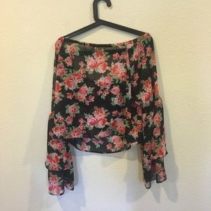 free press Tops - Free Press black and red rose off the shoulder top free press Tops - Free Press black and red rose off the shoulder top